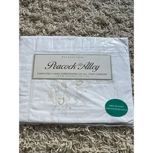 NWT Peacock Alley Euro Sham 26X26 White Embroidered on all 4 Corners 100% Cotton